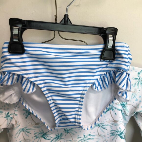 Prodoh Girls Rashguard Set Blue Green Stripe Palm trees size 5 - Picture 4 of 5